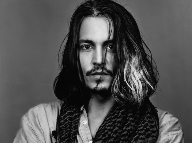 Обои картинки фото мужчины, johnny depp, актер, лицо, шарф, усы