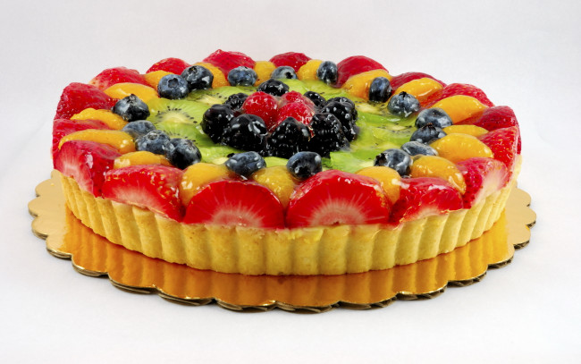 Обои картинки фото еда, пироги, бисквит, фрукты, ягоды