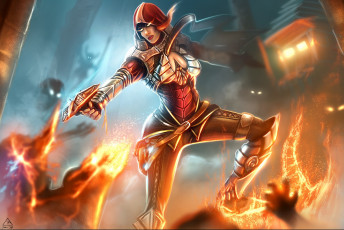 Картинка diablo+iii +reaper+of+souls фэнтези девушки капюшон глаза девушка арбалеты reaper of souls diablo iii demon hunter огонь арт