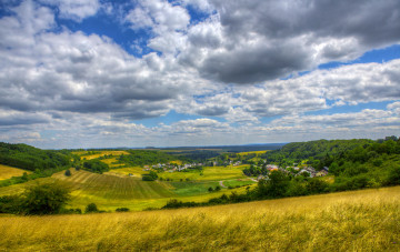 Картинка природа пейзажи небо дома поля германия пейзаж