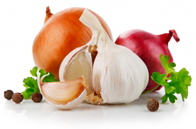 Обои картинки фото еда, овощи, чеснок, лук