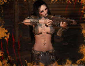 Картинка 3д+графика фантазия+ fantasy оружие фон взгляд девушка