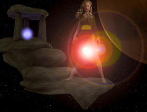 Картинка 3д+графика фантазия+ fantasy девушка взгляд фон космос