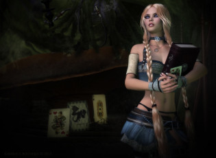 Картинка 3д+графика фантазия+ fantasy взгляд фон книга карты девушка