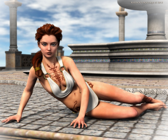 Обои картинки фото 3д графика, люди , people, фон, тату, взгляд, девушка