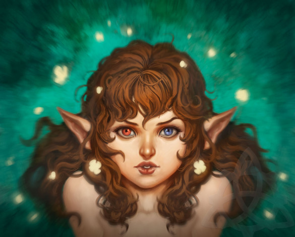 Обои картинки фото фэнтези, эльфы, арт, девочка, взгляд, эльф