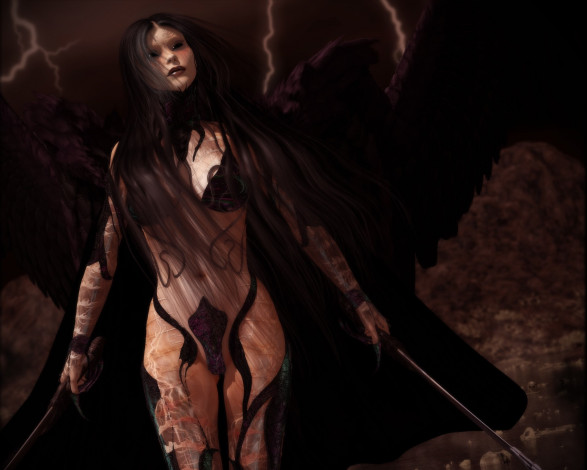 Обои картинки фото 3д графика, фантазия , fantasy, девушка, взгляд, фон