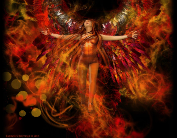 Обои картинки фото 3д графика, существа , creatures, девушка, взгляд, фон, демон