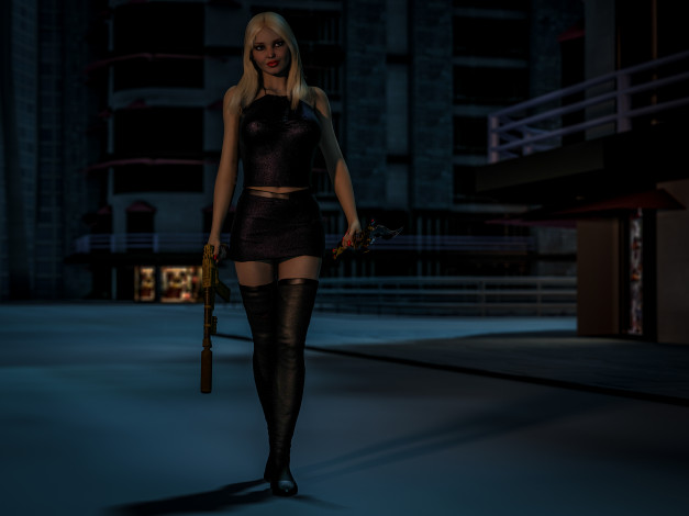 Обои картинки фото 3д графика, фантазия , fantasy, девушка, взгляд, фон, оружие