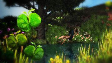 Картинка 3д+графика люди+ people девушка фон взгляд