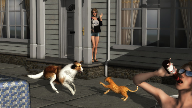 Обои картинки фото 3д графика, люди и животные , people and animals, фон, взгляд, девушка