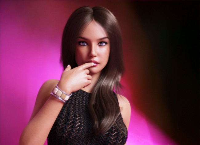 Обои картинки фото 3д графика, люди , people, девушка, фон, взгляд