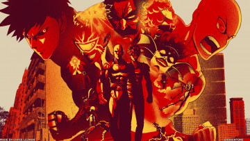 обоя аниме, one punch man, парни