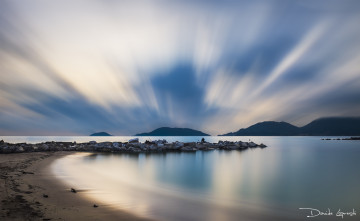 Картинка природа побережье италия лигурия море облака вода небо закат