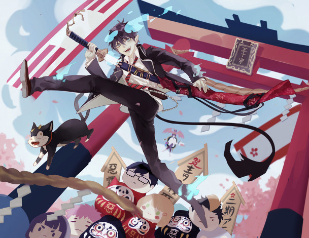 Обои картинки фото аниме, ao no exorcist, синий, экзорцист