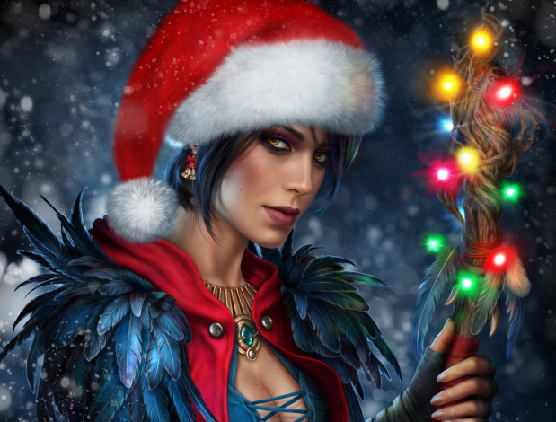 Обои картинки фото праздничные, векторная графика , новый год, колье, перья, ожерелье, гирлянда