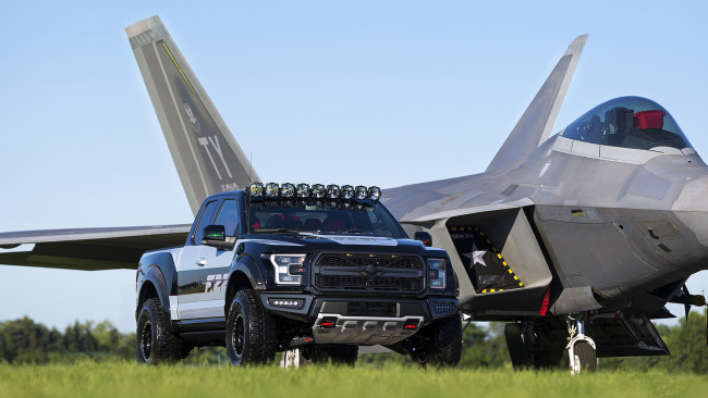 Обои картинки фото ford f-150 raptor f-22 2017, автомобили, ford, 2017, f-150, f-22, raptor, самолёт