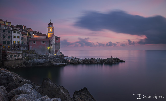 Обои картинки фото города, - пейзажи, берег, италия, горизонт, небо, пейзаж, закат, море