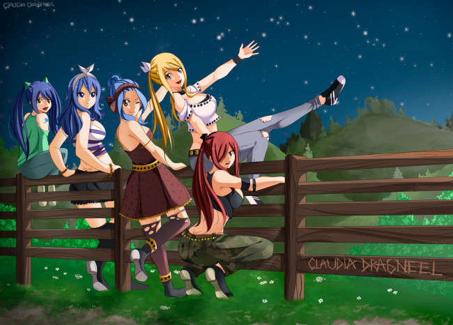 Обои картинки фото аниме, fairy tail, девушки