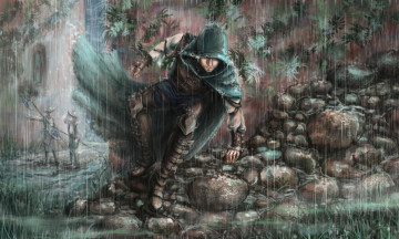 Картинка фэнтези люди капюшон фон мужчина