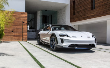 Картинка автомобили porsche порше двор белый mission e cross turismo здание