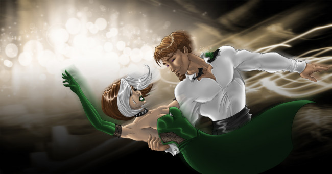 Обои картинки фото рисованное, люди, девушка, мужчина, фон, танец