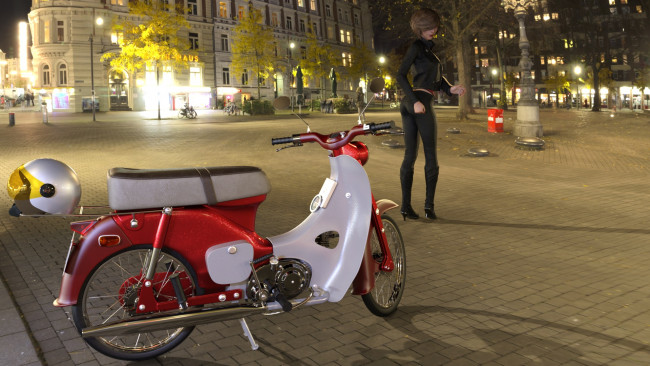 Обои картинки фото 3д графика, люди-авто, мото , people- car ,  moto, мотоцикл, фон, взгляд, девушка