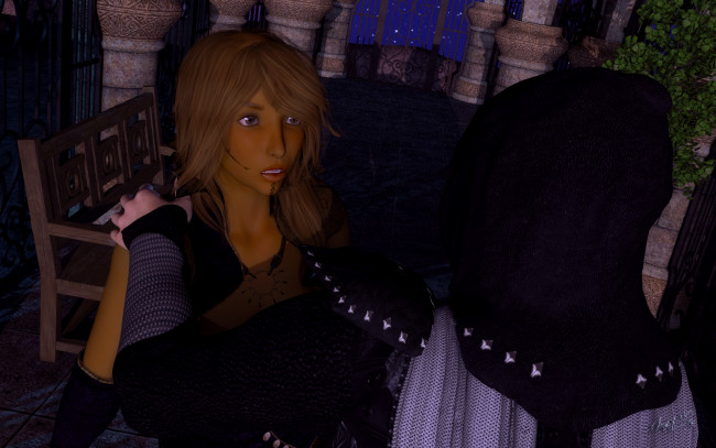 Обои картинки фото 3д графика, фантазия , fantasy, фон, взгляд, девушка