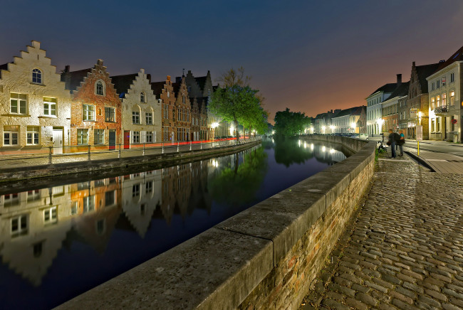 Обои картинки фото города, брюгге , бельгия, огни, вечер, брюгге