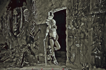 Картинка календари компьютерный+дизайн девушка 2019 calendar граффити женщина стена проем