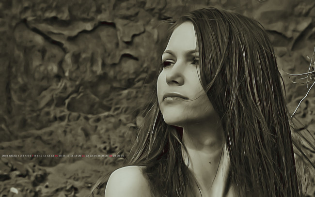 Обои картинки фото календари, компьютерный дизайн, девушка, 2019, calendar, женщина, лицо