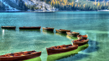 Картинка корабли лодки +шлюпки горы озеро