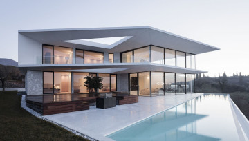 Картинка города -+здания +дома вилла бассейн италия архитектура italy терраса lake garda стеклянные стены villa belvedere outdore-indore house costermano современный двухэтажный дом by rudolf perathoner