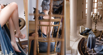 Картинка фэнтези _ghost+blade+ +призрачный+клинок девушка стул вороны стол свечи