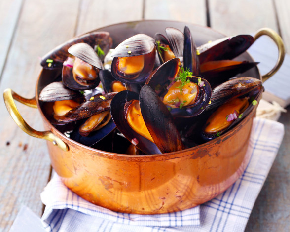 Обои картинки фото еда, рыбные блюда,  с морепродуктами, мидии