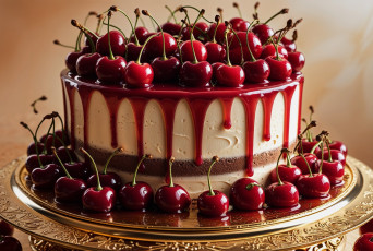 Картинка 3д+графика еда- food торт вишни