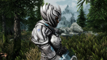 Картинка 3д графика fantasy фантазия лес скафандр горы