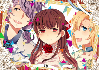 Картинка аниме ib цветы портрет eve розы рамка garry девушки парень mary