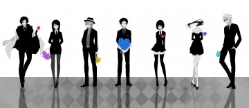 Картинка аниме dyurarara kida masaomi ryuugamine mikado heiwajima shizuo orihara izaya мужчины девушки yagiri namie celty sturluson sonohara anri дюрарара арт персонажи белый фон