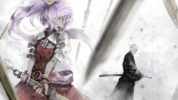 Картинка by+banpai+akira аниме touhou оружие сражение меч катана кимоно браслет платье watatsuki no yorihime vergil devil may cry мужчина девушка