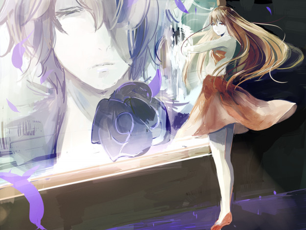 Обои картинки фото аниме, ib, парень, eve, raggy, портрет, девушка