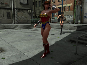 Картинка 3д+графика люди+ people супермен фон взгляд девушка