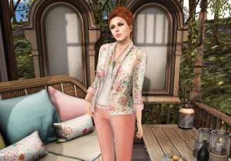 обоя 3д графика, люди , people, фон, взгляд, девушка