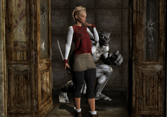 Картинка 3д+графика фантазия+ fantasy существо фон взгляд девушка