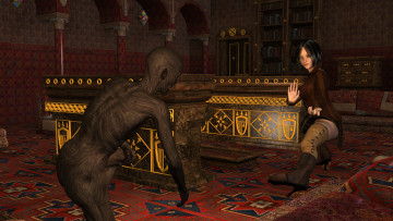 Картинка 3д+графика фантазия+ fantasy зомби поза фон девушка взгляд