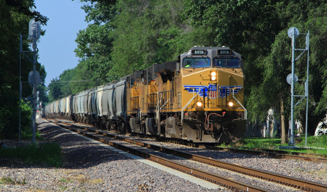 Обои картинки фото техника, поезда, состав, локомотив, рельсы, дорога, железная