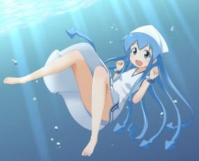 Картинка аниме shinryaku +ika+musume фон взгляд девушка