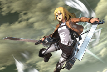 Картинка аниме shingeki+no+kyojin девушка