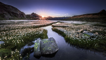 Картинка природа восходы закаты утро горы река