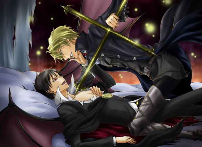 Обои картинки фото аниме, durarara, вампир, шизуо, изая, охотник